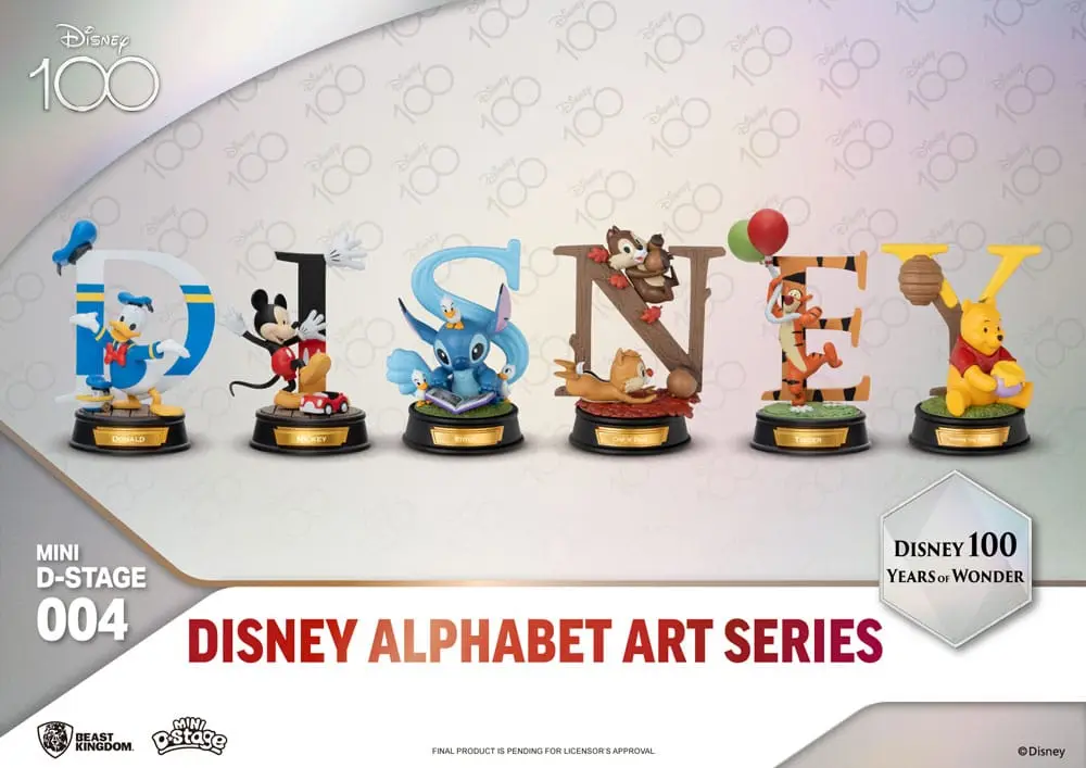 Disney Mini Diorama Stage Statues 6 pachete 100 Years of Wonder-Disney Alphabet Art 10 cm poza produsului