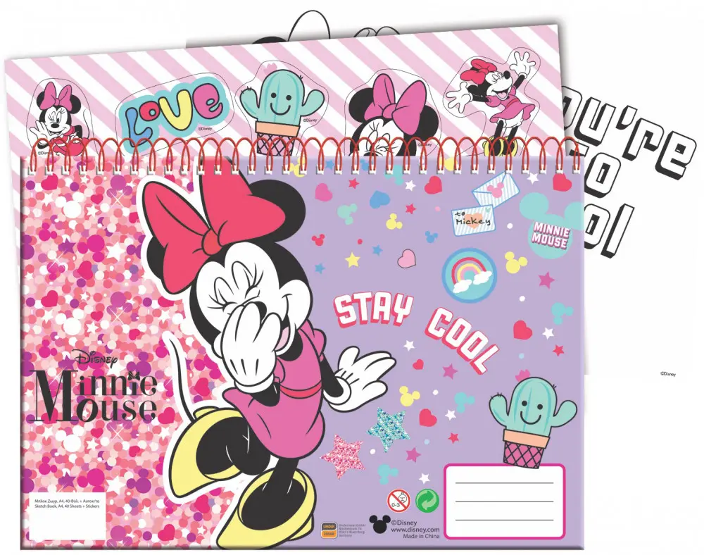 Disney Minnie Caiet de schite spiralat A4 cu 40 de foi si autocolante poza produsului