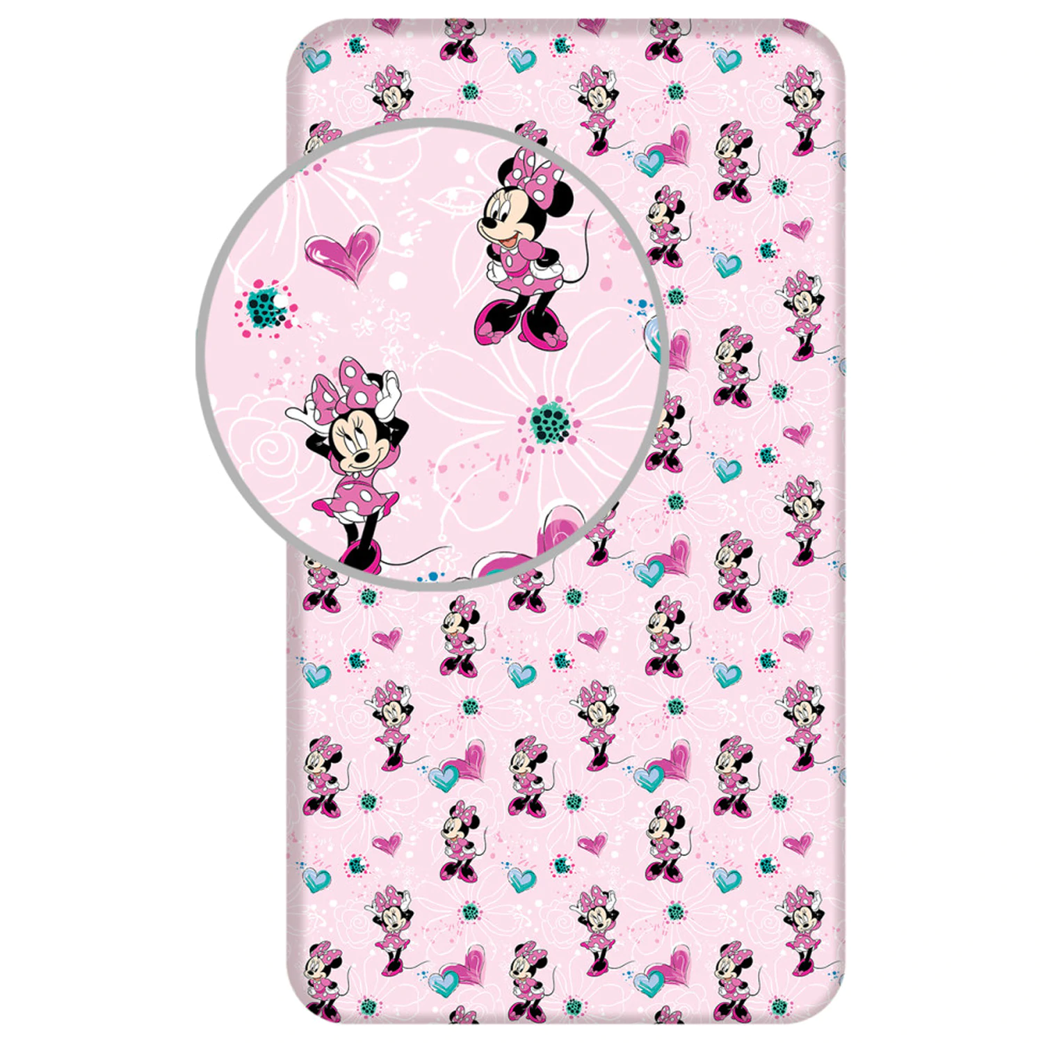 Disney Minnie Flowers Cearsaf de pat cu elastic 90x200 cm poza produsului