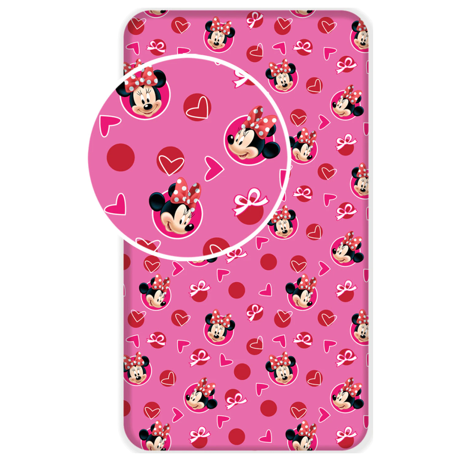 Disney Minnie Hearts Fitted Sheet 90x200 cm poza produsului