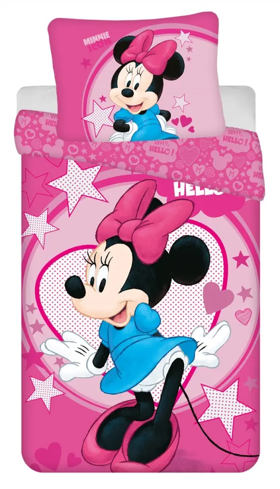 Disney Minnie Hello Microfiber Husa plapuma 140x200cm, 70x90 cm poza produsului