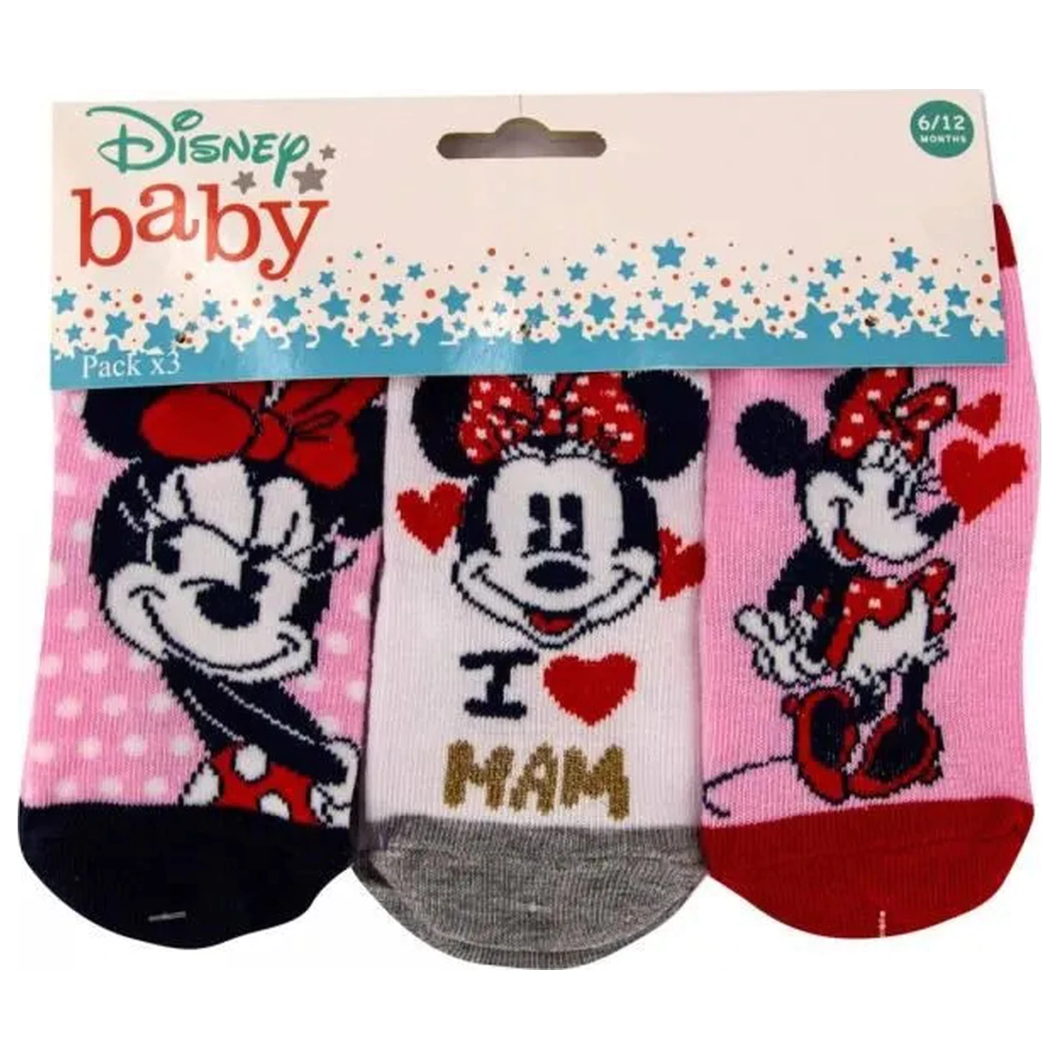 Disney Minnie Love Mom Roz Sosete Bebe 0-6 Luni poza produsului