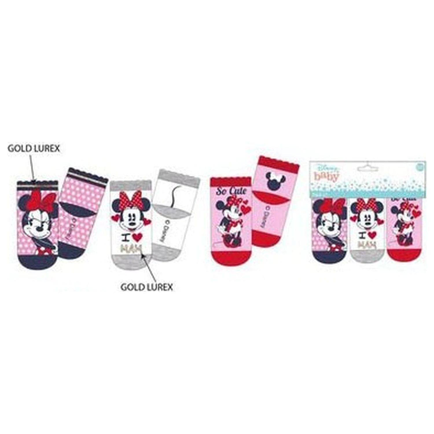 Disney Minnie Love Mam Roz Șosete pentru bebeluși 6-12 luni poza produsului