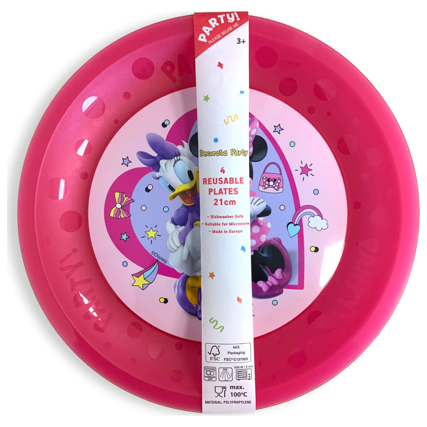 Disney Minnie Makes Me Smile micro premium plastic farfurie plata set de 4 piese 21 cm poza produsului