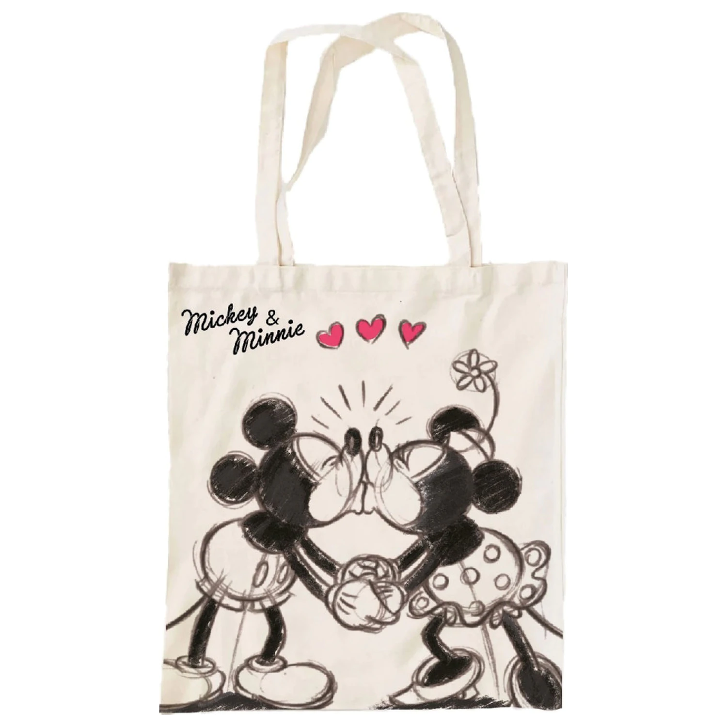 Disney Minnie Mickey Kiss Geantă din pânză, Geantă de cumpărături 44 cm poza produsului