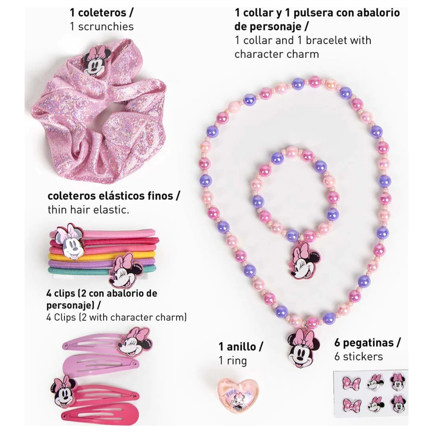 Disney Minnie Pink Hair Accessory and Jewelry Set 15 piese poza produsului