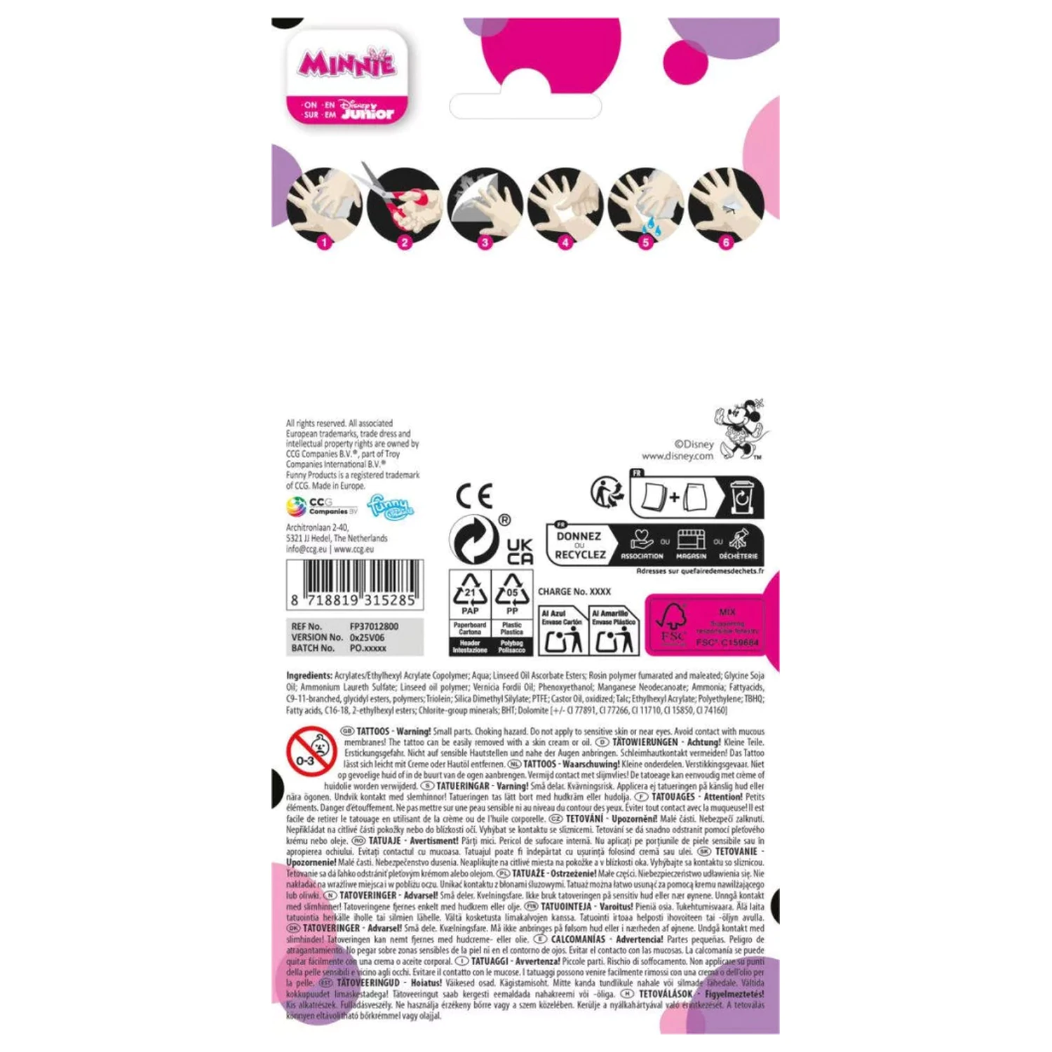 Disney Minnie Smile Tattoo 12 buc poza produsului