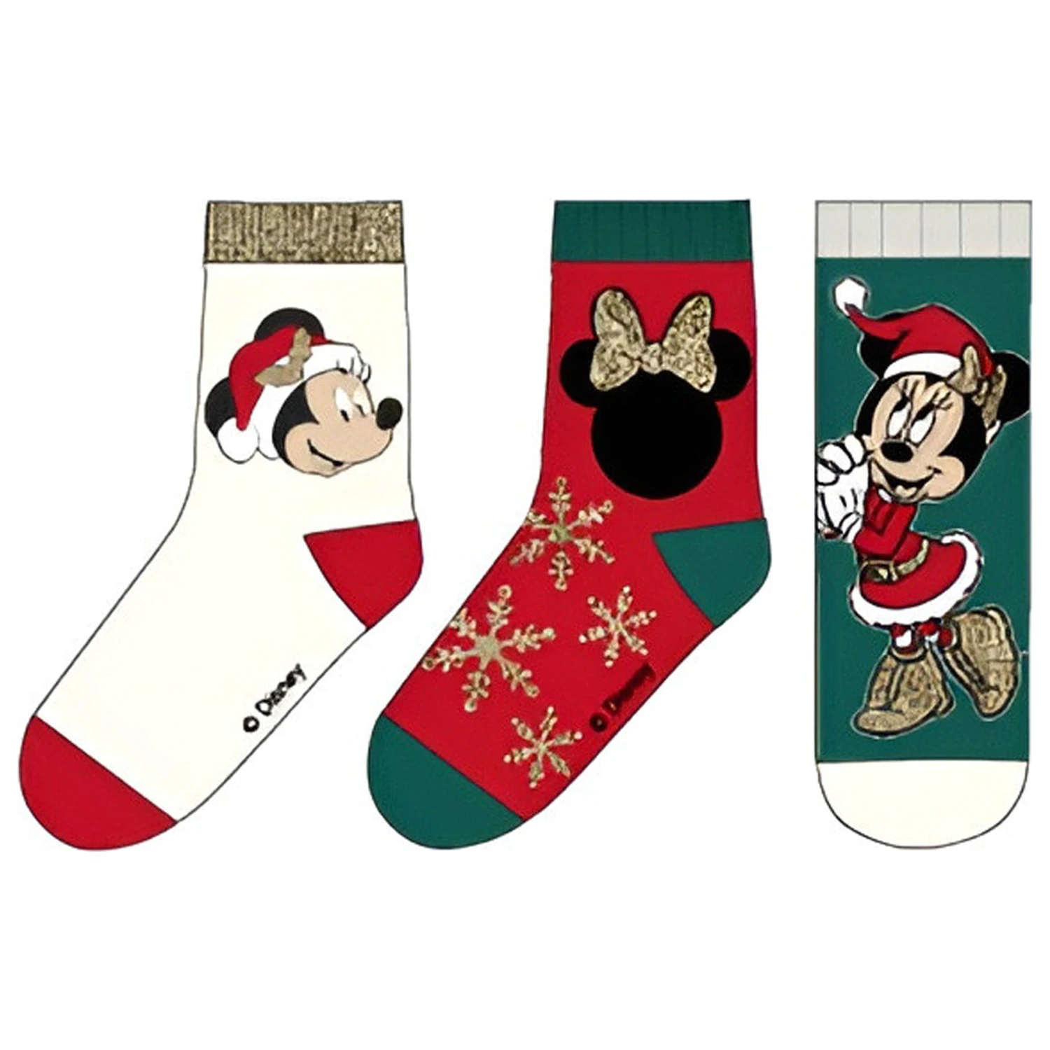 Disney Minnie Snow Green Christmas Sosete pentru copii 27/30 poza produsului