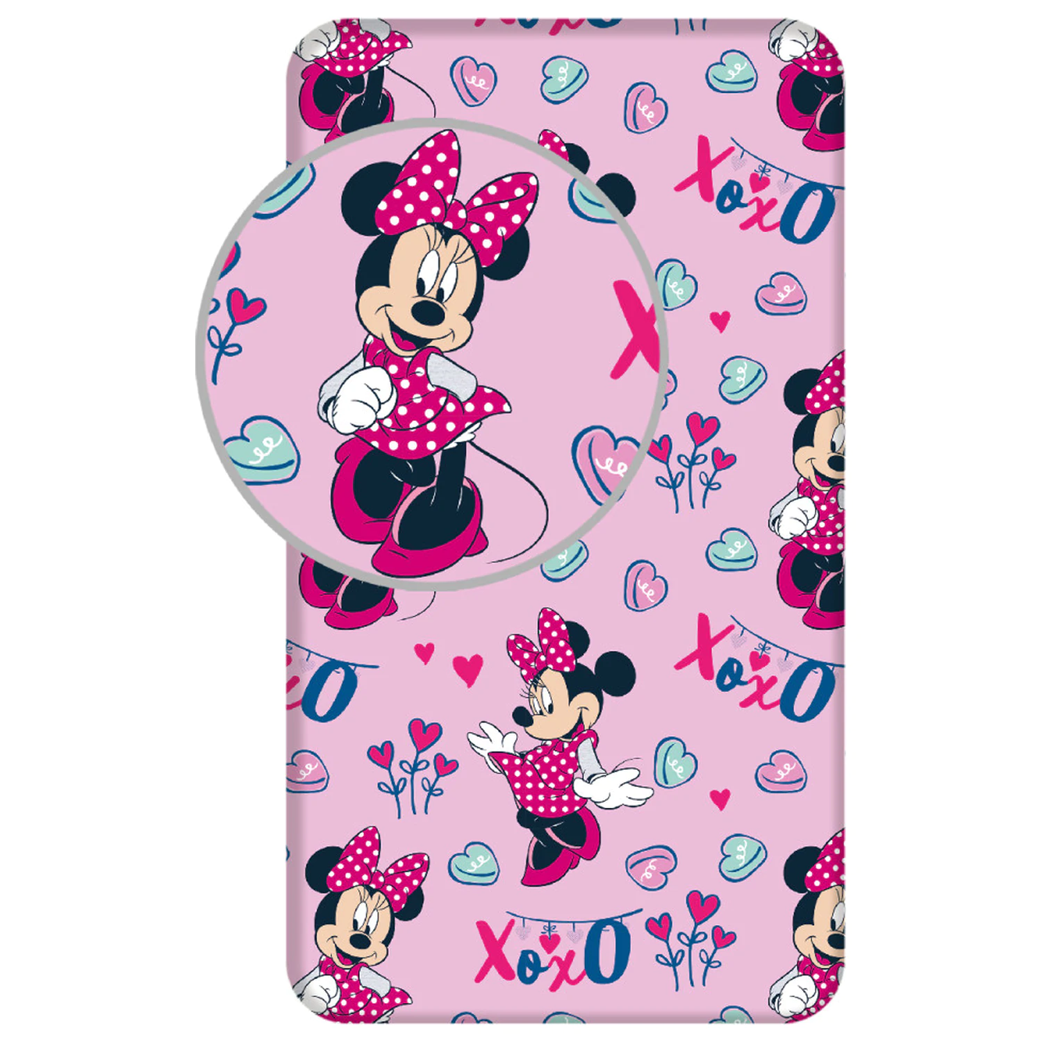 Disney Minnie XoXo cearsaf de pat cu elastic 90x200 cm poza produsului