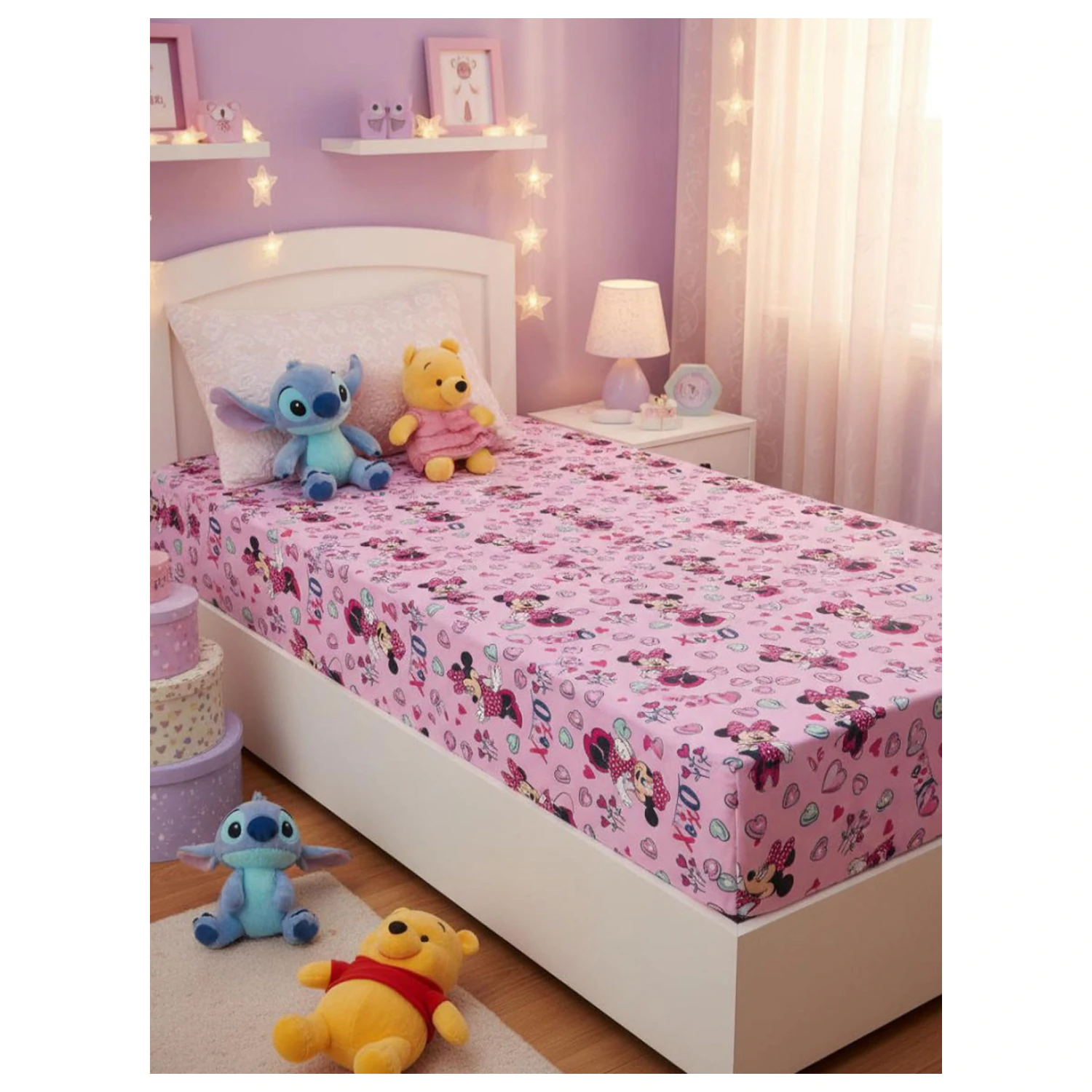 Disney Minnie XoXo cearsaf de pat cu elastic 90x200 cm poza produsului