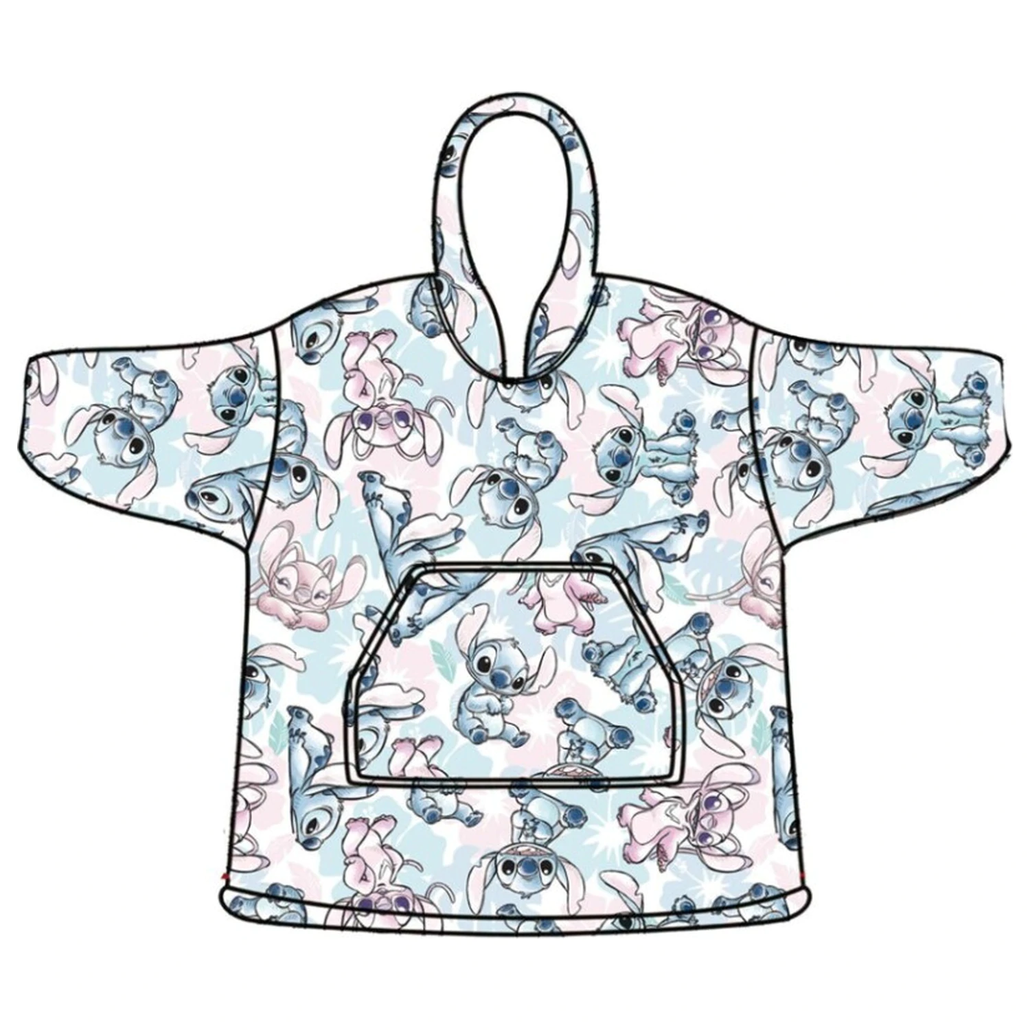 Disney Stitch Angel Pătură Fleece de Pluș cu Glugă Poncho 7-14 Ani poza produsului