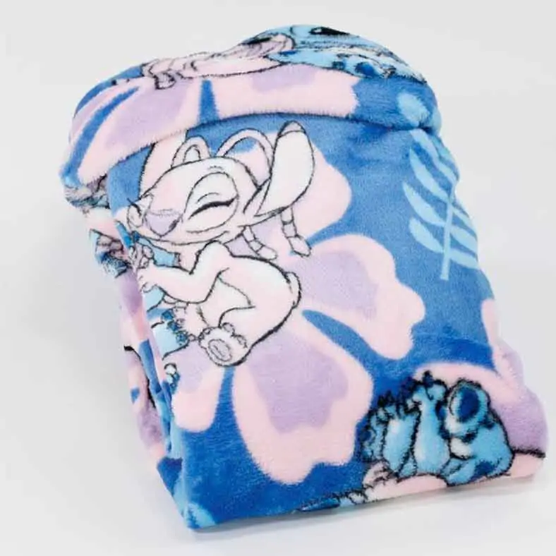 Patura cu gluga Disney Stitch & Angel Coral 120x150cm poza produsului