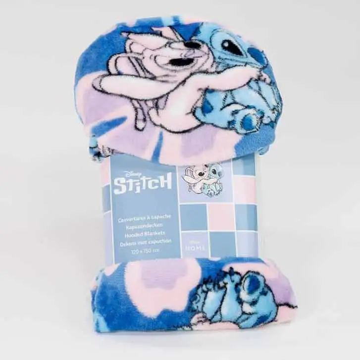 Patura cu gluga Disney Stitch & Angel Coral 120x150cm poza produsului