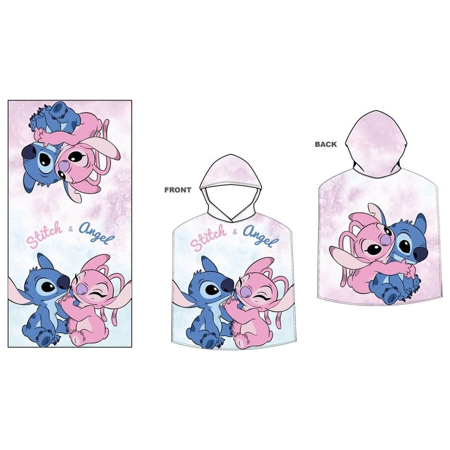Disney Stitch & Angel prosop poncho din microfibră poza produsului