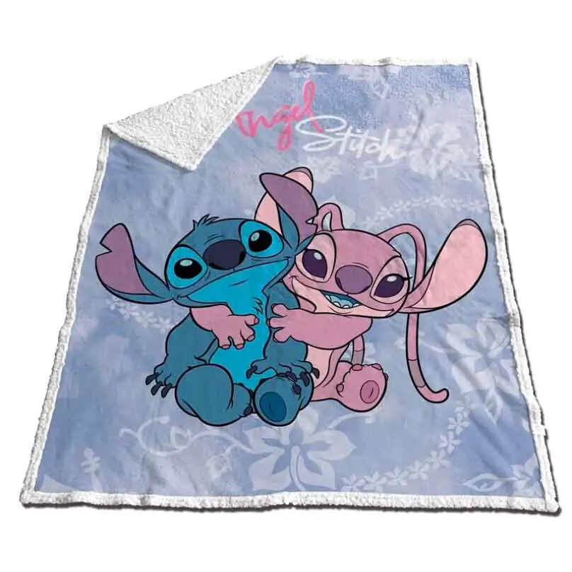 Patura sherpa Disney Stitch si Angel Coral 130x170cm poza produsului
