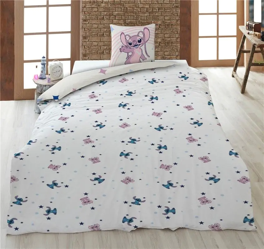 Disney Stitch si Angel lenjerie de pat din policoton de 90 cm poza produsului