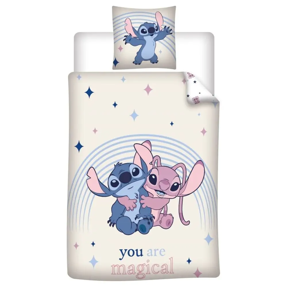 Disney Stitch si Angel lenjerie de pat din policoton de 90 cm poza produsului