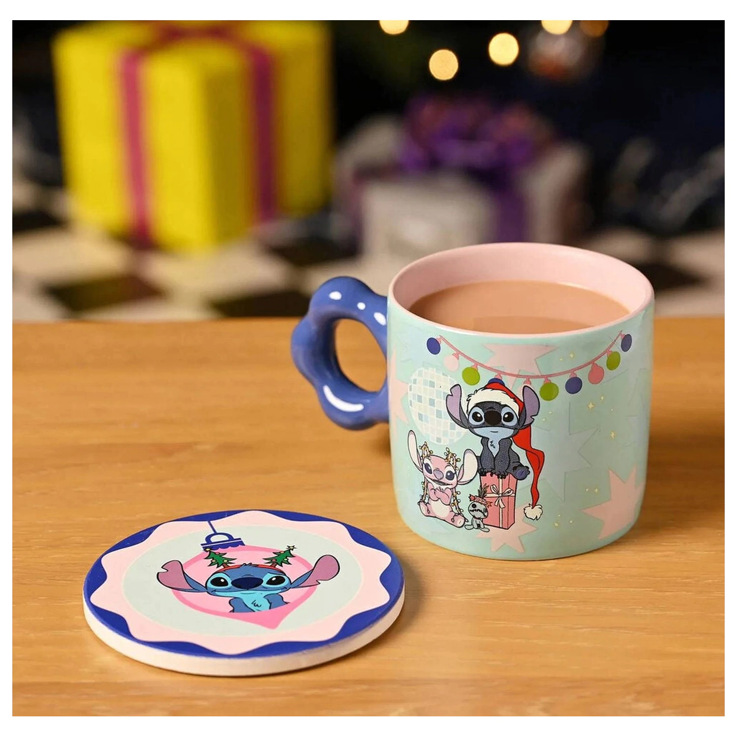 Disney Stitch Set cana si suport de pahare 250ml poza produsului