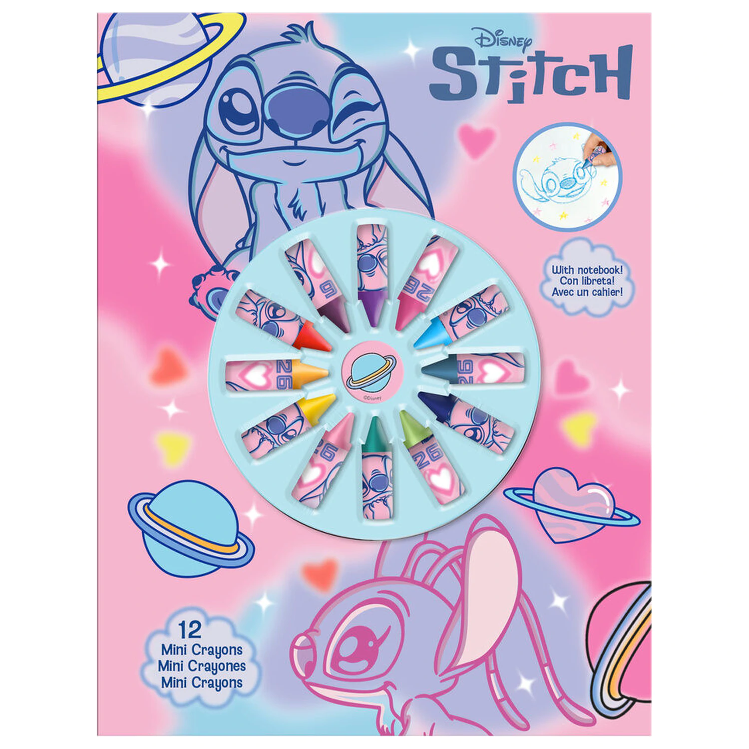 Disney Stitch Caiet + 12 mini creioane poza produsului