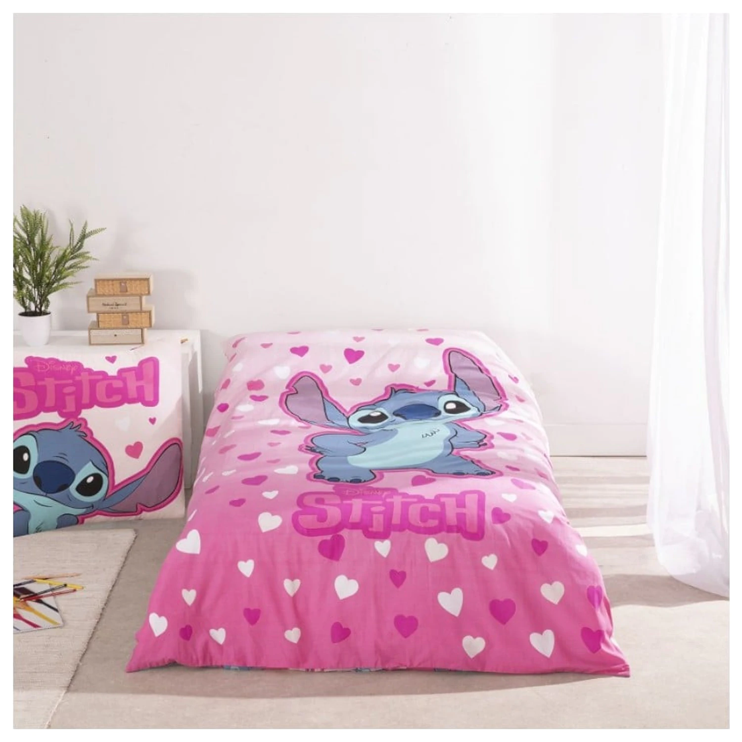 Disney Stitch Rose Heart set de lenjerie de pat poza produsului