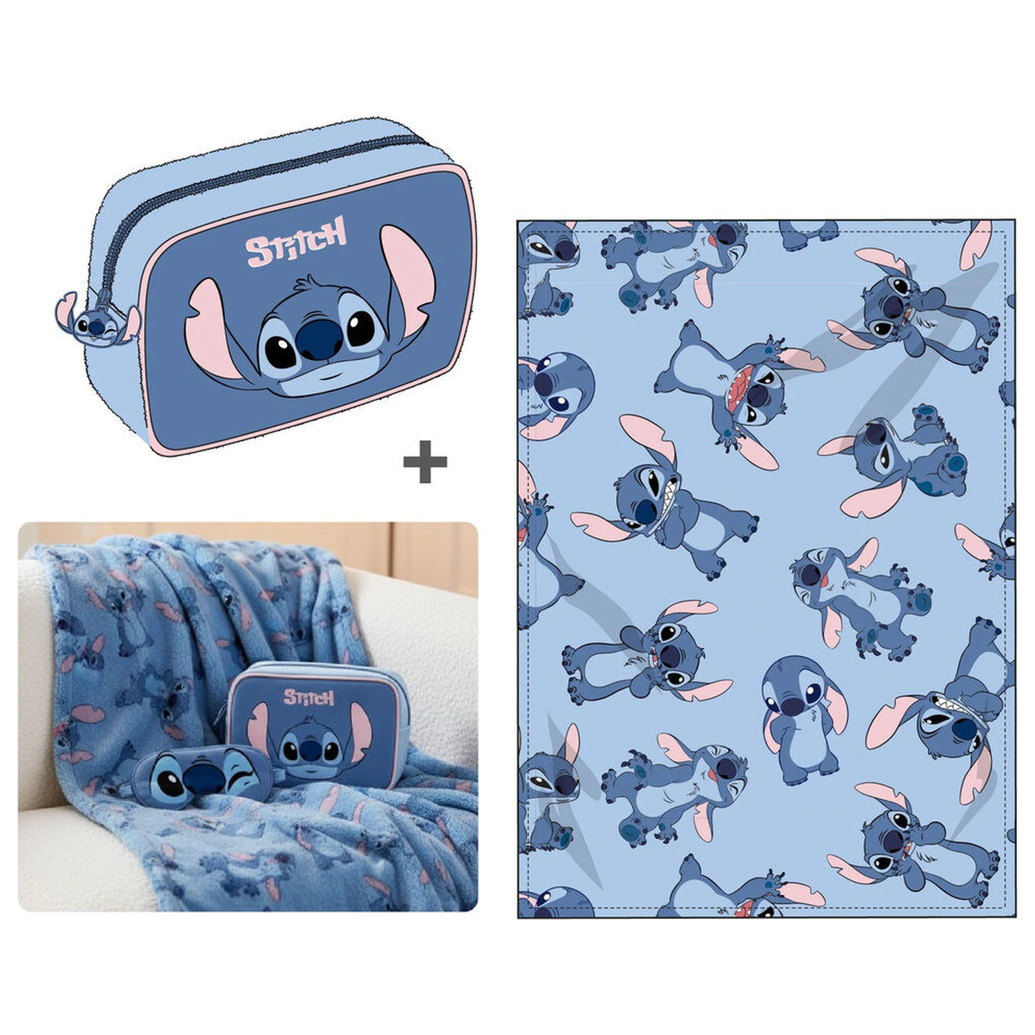 Disney Stitch set patura + husa 100x140cm poza produsului