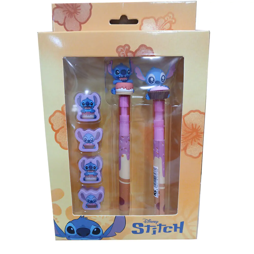 Disney Stitch Pen + Creion + Set 4 gume de șters poza produsului