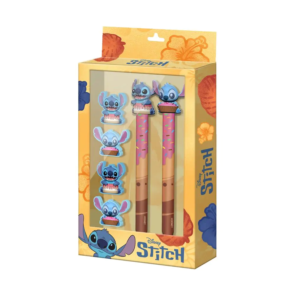 Disney Stitch Pen + Creion + Set 4 gume de șters poza produsului