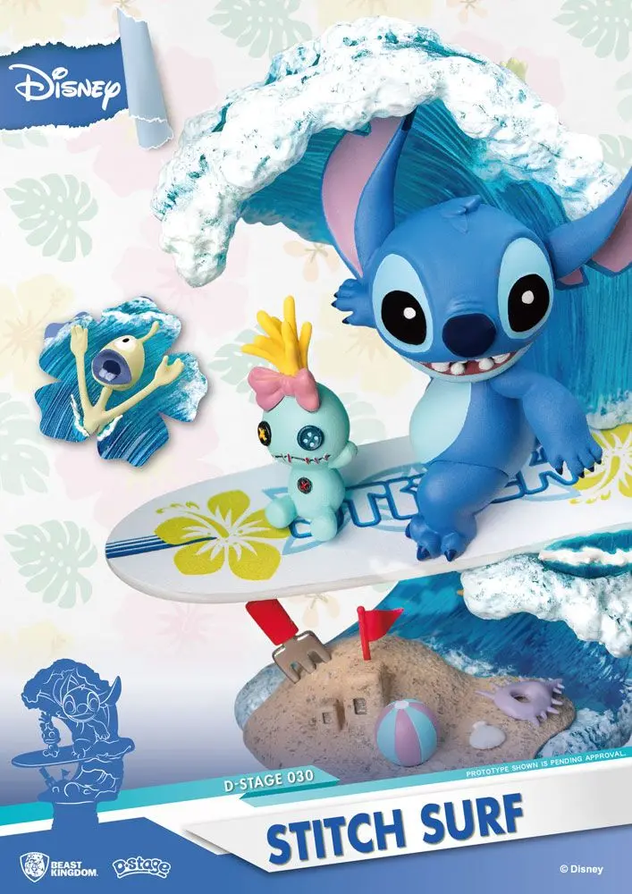 Disney Summer Series D-Stage Diorama PVC Stitch Surf 15 cm poza produsului