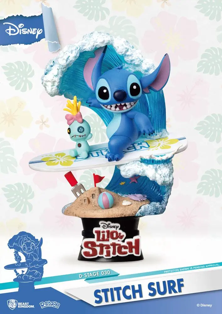 Disney Summer Series D-Stage Diorama PVC Stitch Surf 15 cm poza produsului