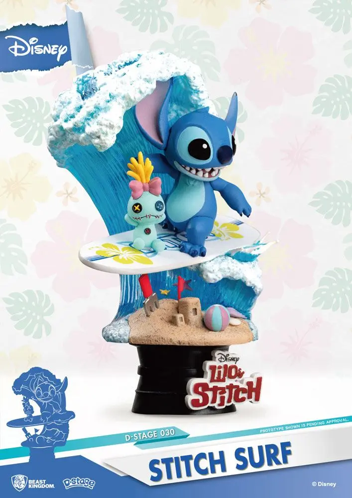 Disney Summer Series D-Stage Diorama PVC Stitch Surf 15 cm poza produsului