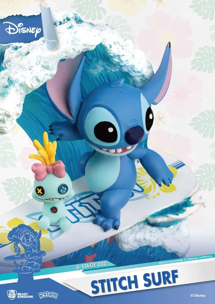Disney Summer Series D-Stage Diorama PVC Stitch Surf 15 cm poza produsului