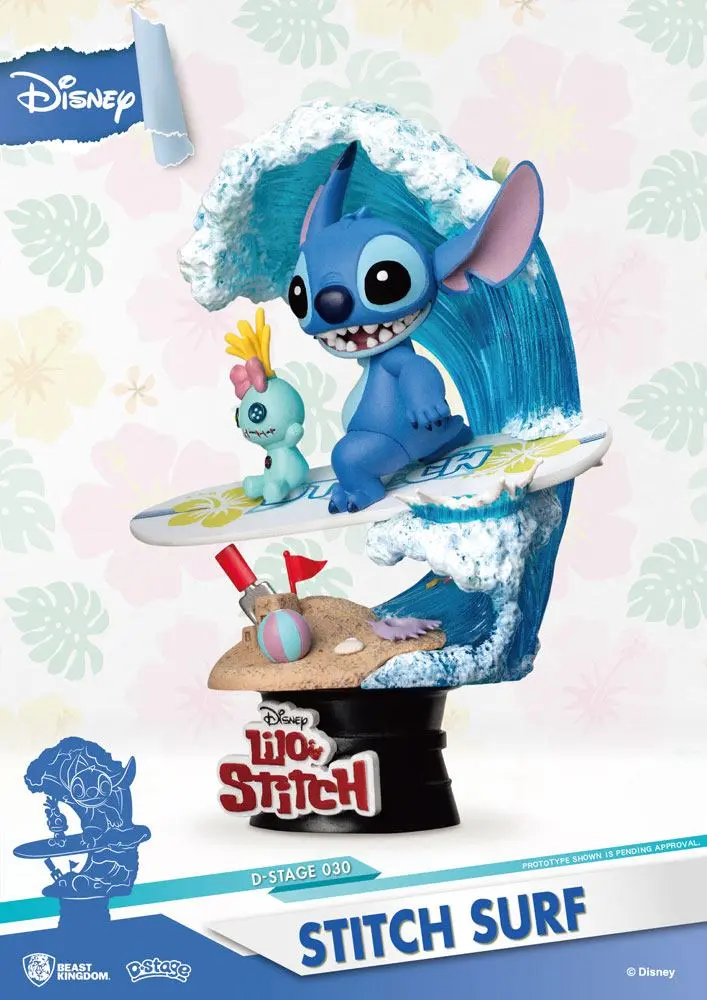 Disney Summer Series D-Stage Diorama PVC Stitch Surf 15 cm poza produsului