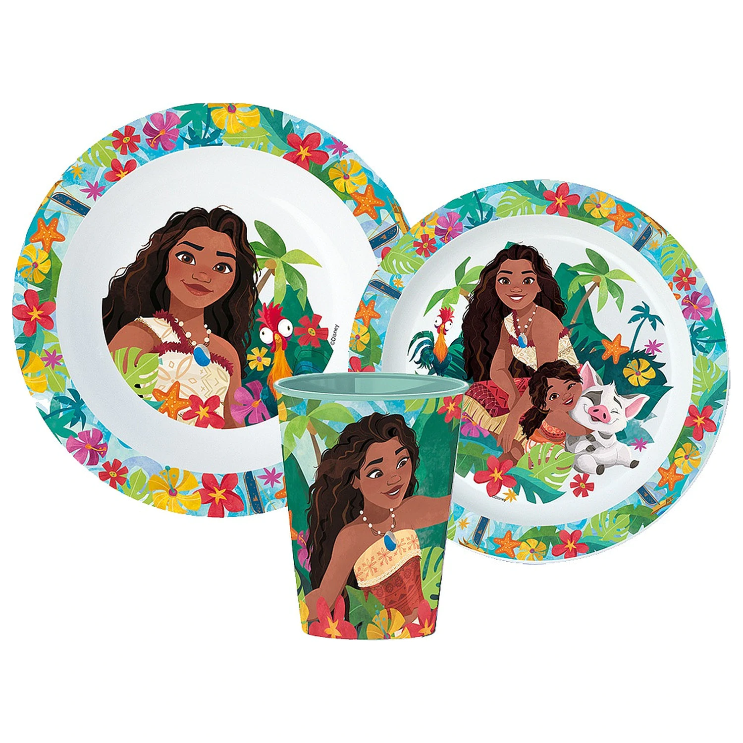 Disney Moana Lagoon Set vesela de masa, set micro plastic cu pahar 260 ml poza produsului