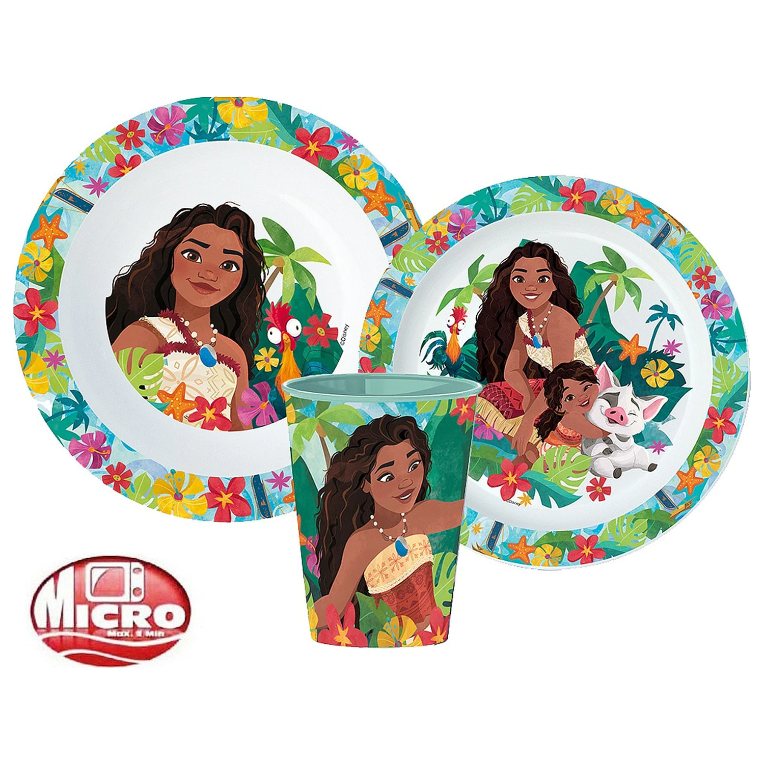 Disney Moana Lagoon Set vesela de masa, set micro plastic cu pahar 260 ml poza produsului