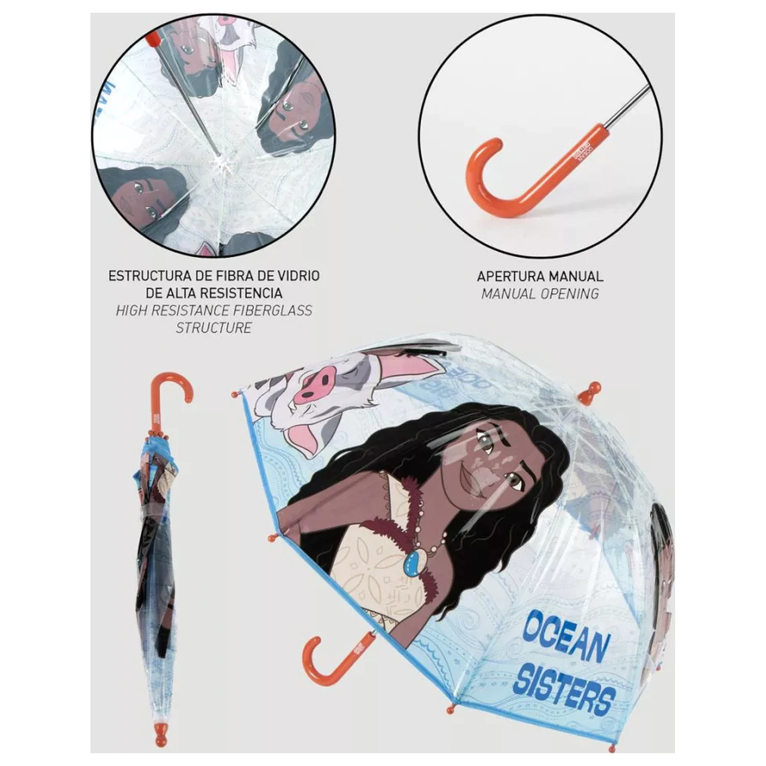 Disney Moana Ocean Sisters Umbrela transparenta pentru copii poza produsului