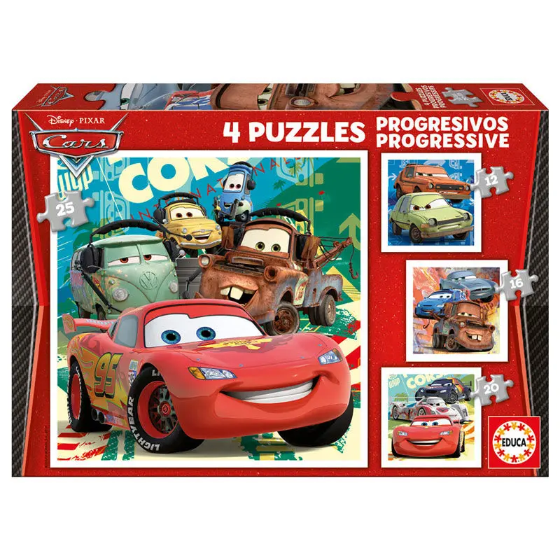 Disney Cars 2 Puzzle progresiv 12-16-20-25 piese poza produsului