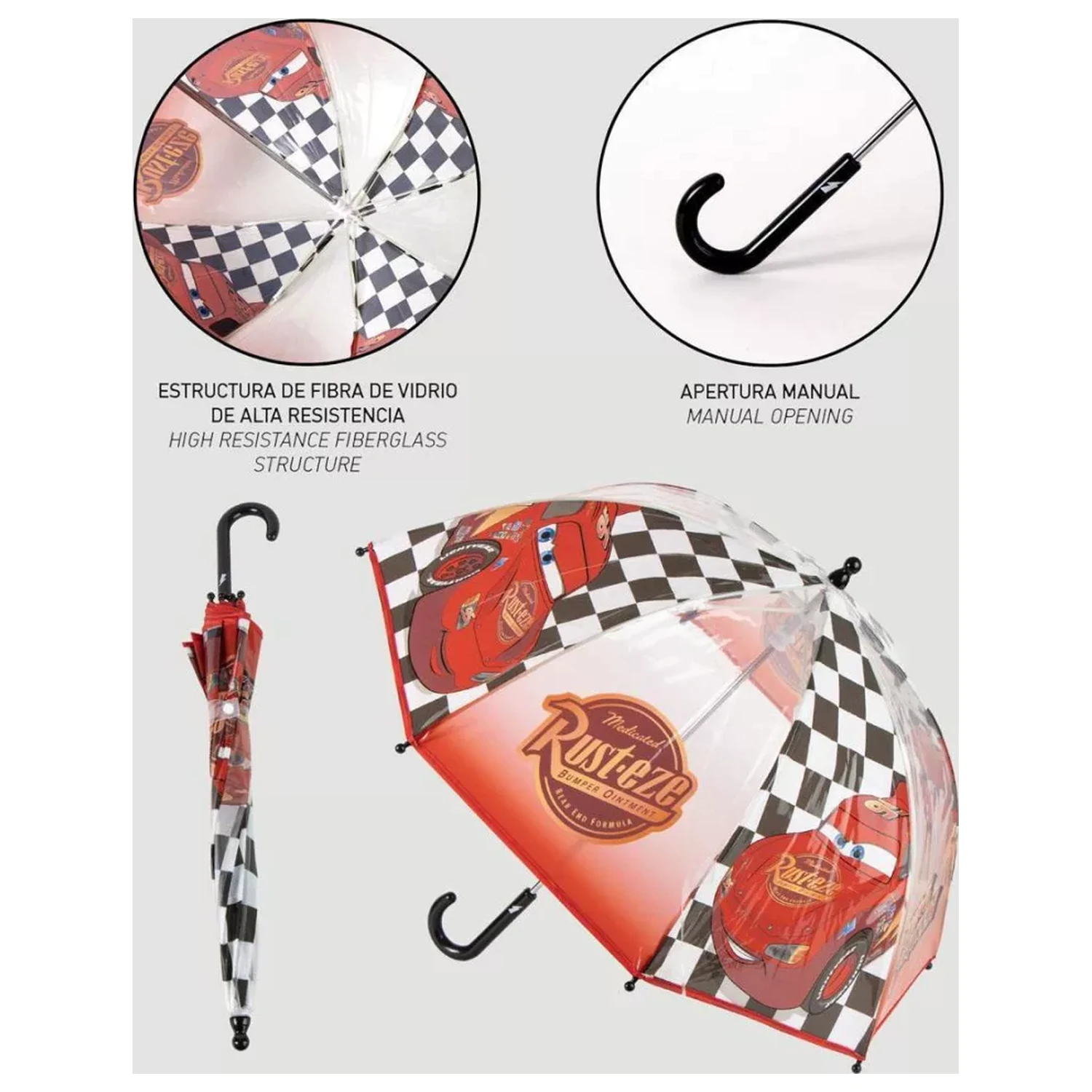 Disney Cars Flag Kids Transparent Umbrella poza produsului
