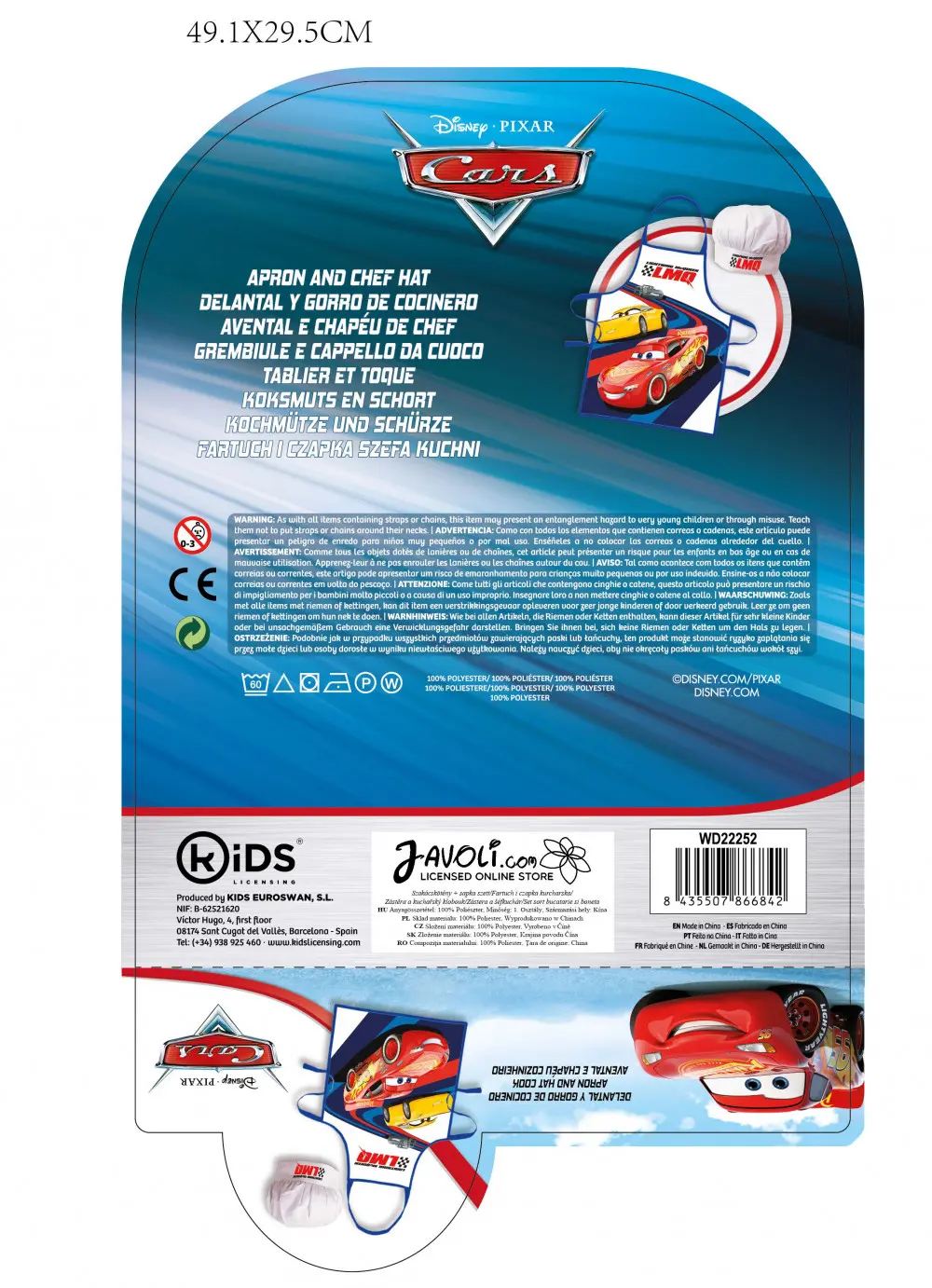 Disney Cars Șorț pentru copii Set de 2 piese poza produsului