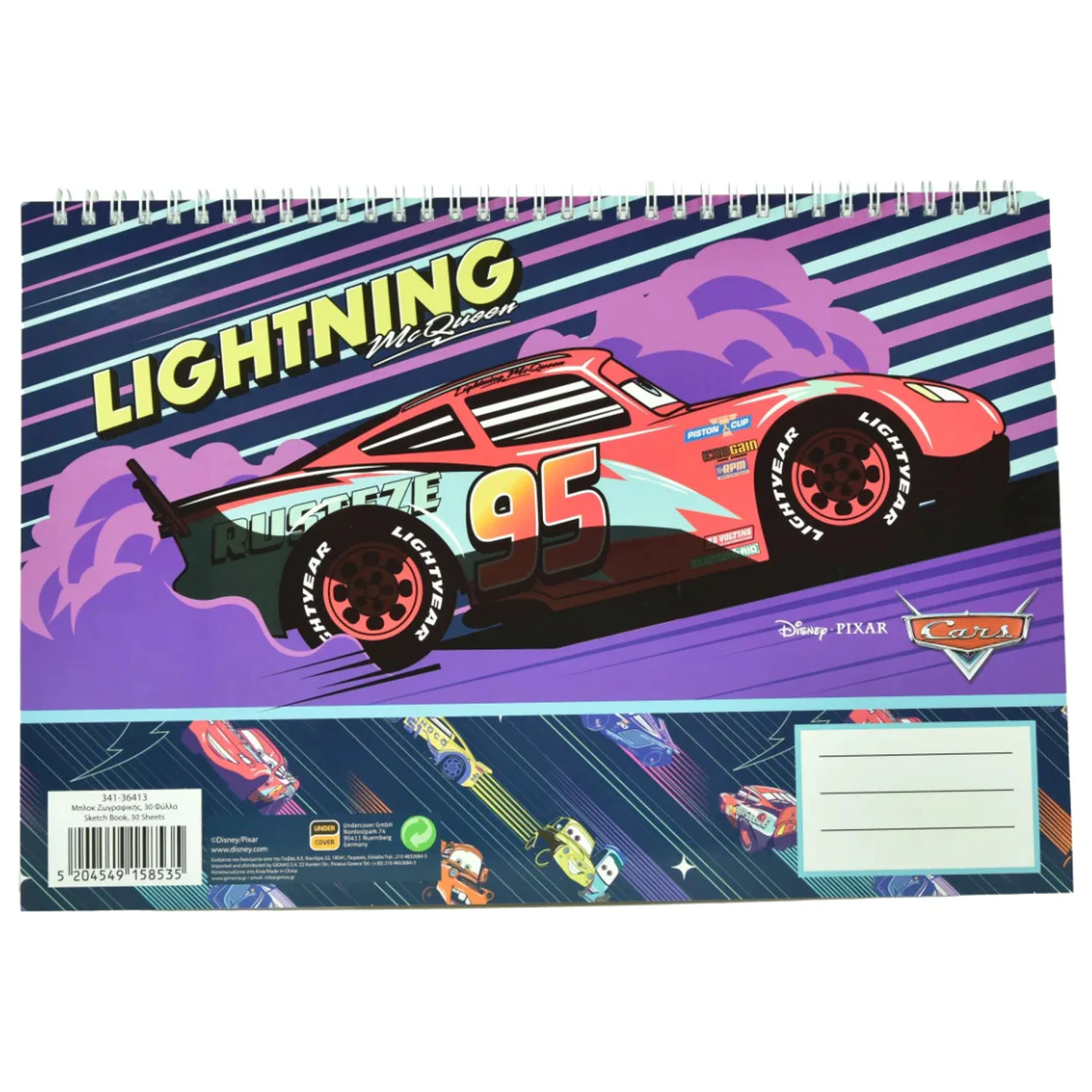 Disney Cars Lightning A/4 Spiral Sketchbook, 30 coli poza produsului