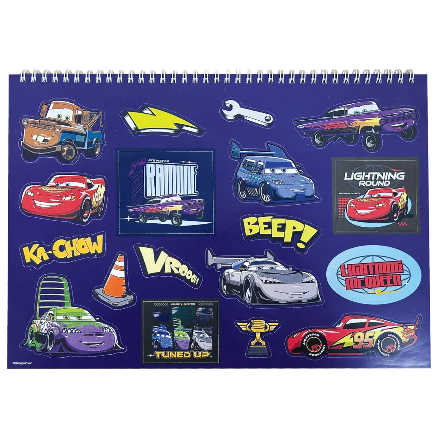 Disney Cars Roaring A/4 Bloc de desen spiralat cu 40 de coli si autocolante poza produsului