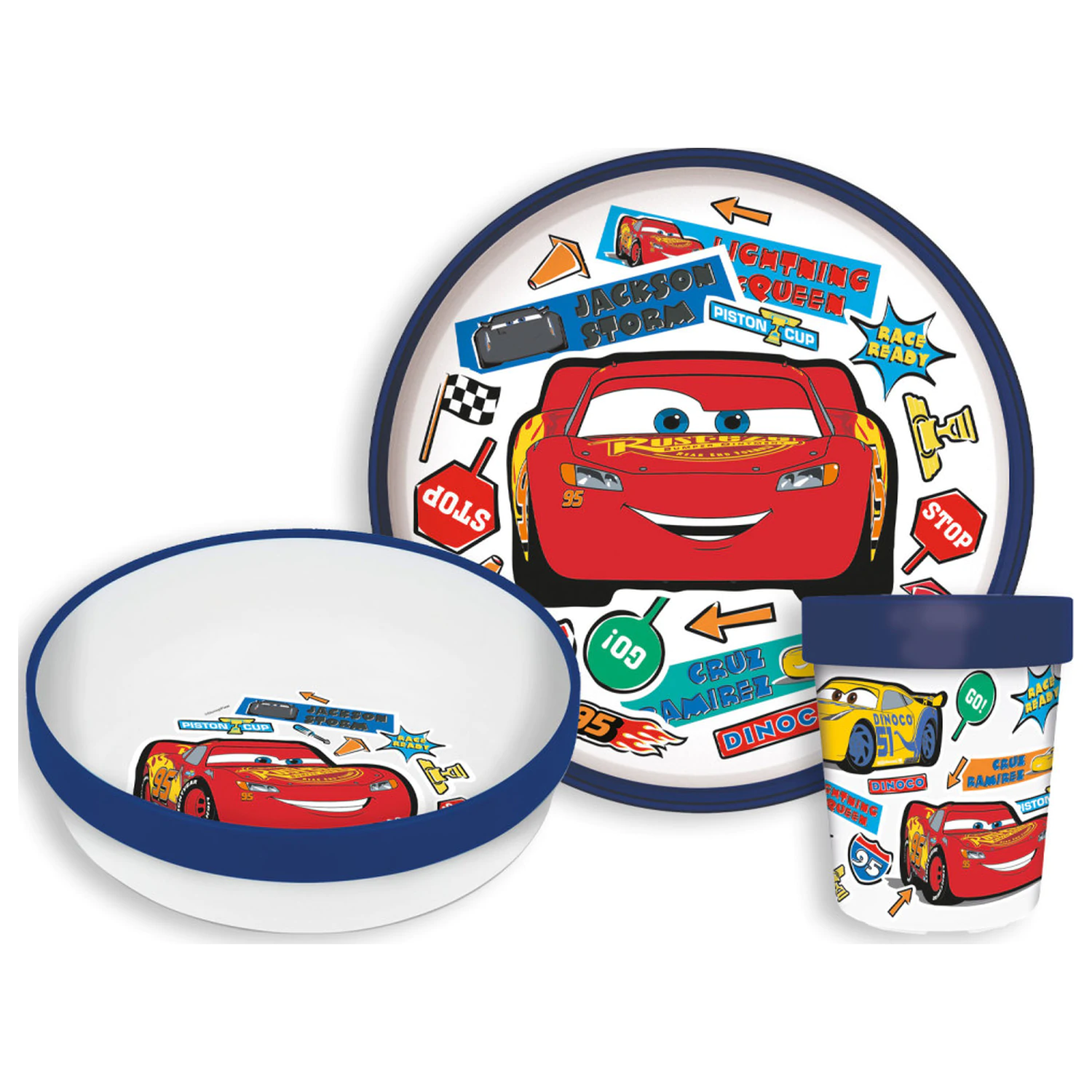 Disney Cars Autocolante Go Set de Vesela Antiderapant, Set Micro Plastic poza produsului