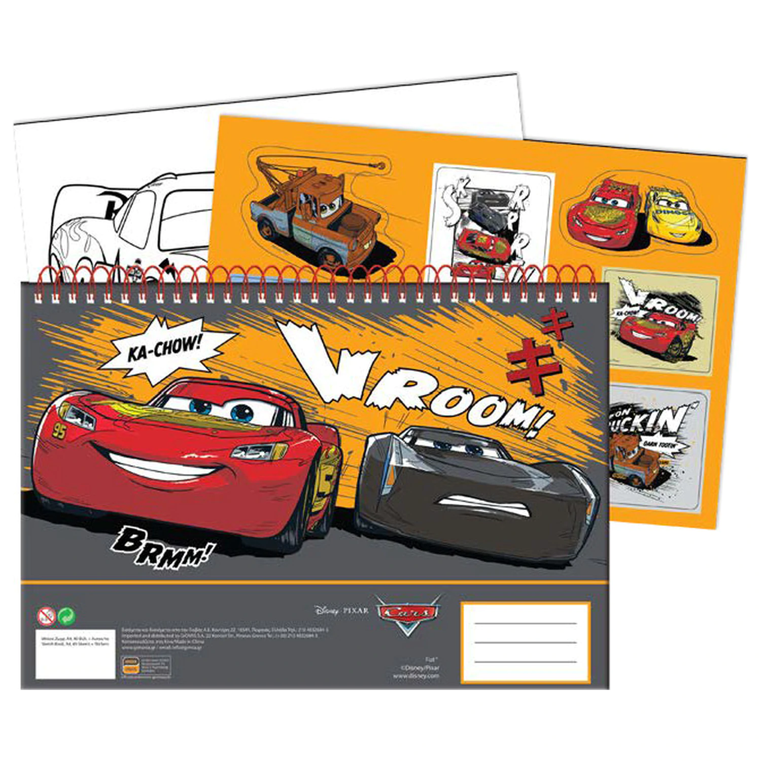 Disney Cars Vroom Caiet de schițe spiralat A/4, 40 de foi, cu autocolante poza produsului