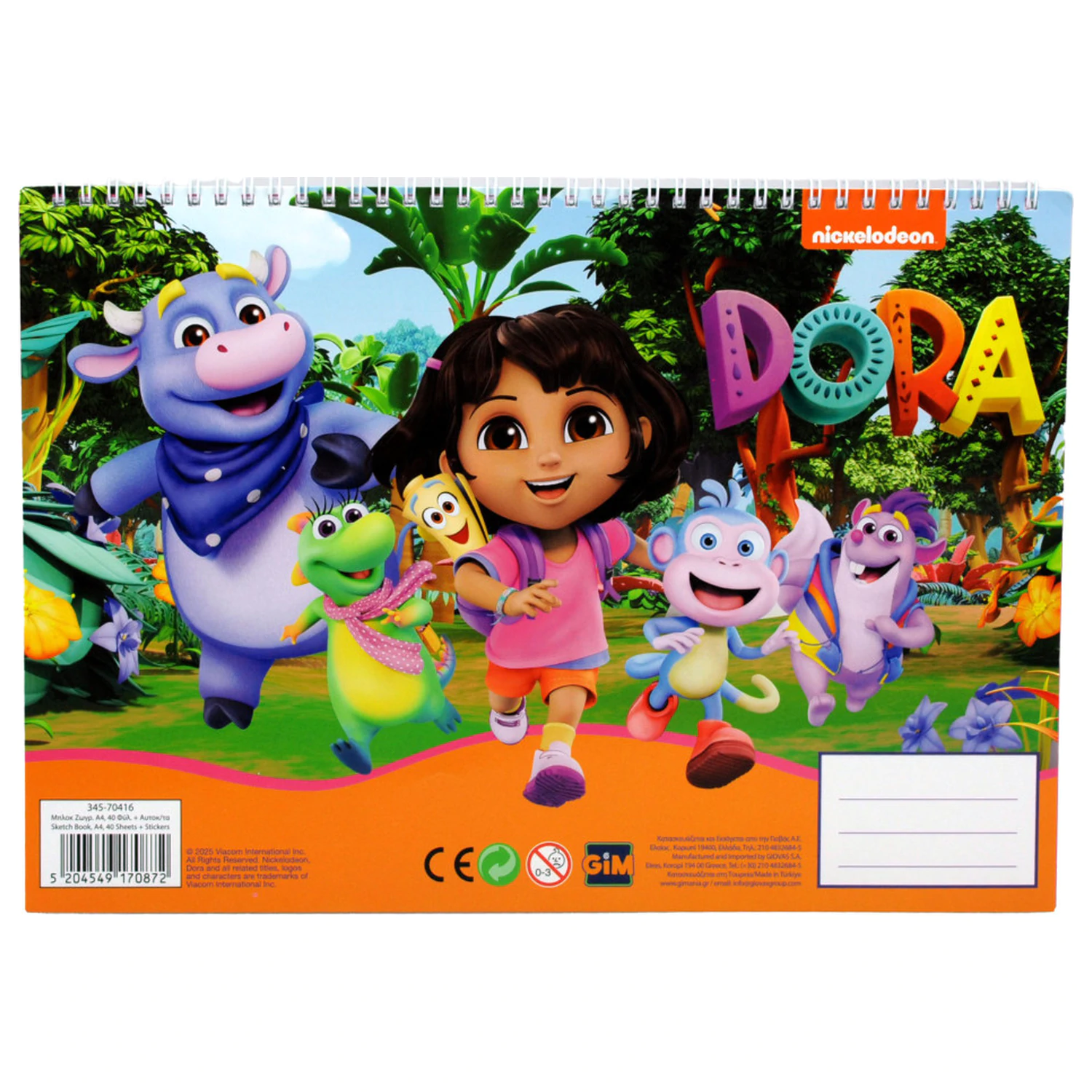 Dora the Explorer Jungle A/4 Bloc de desen spiralat cu 40 de stickere poza produsului