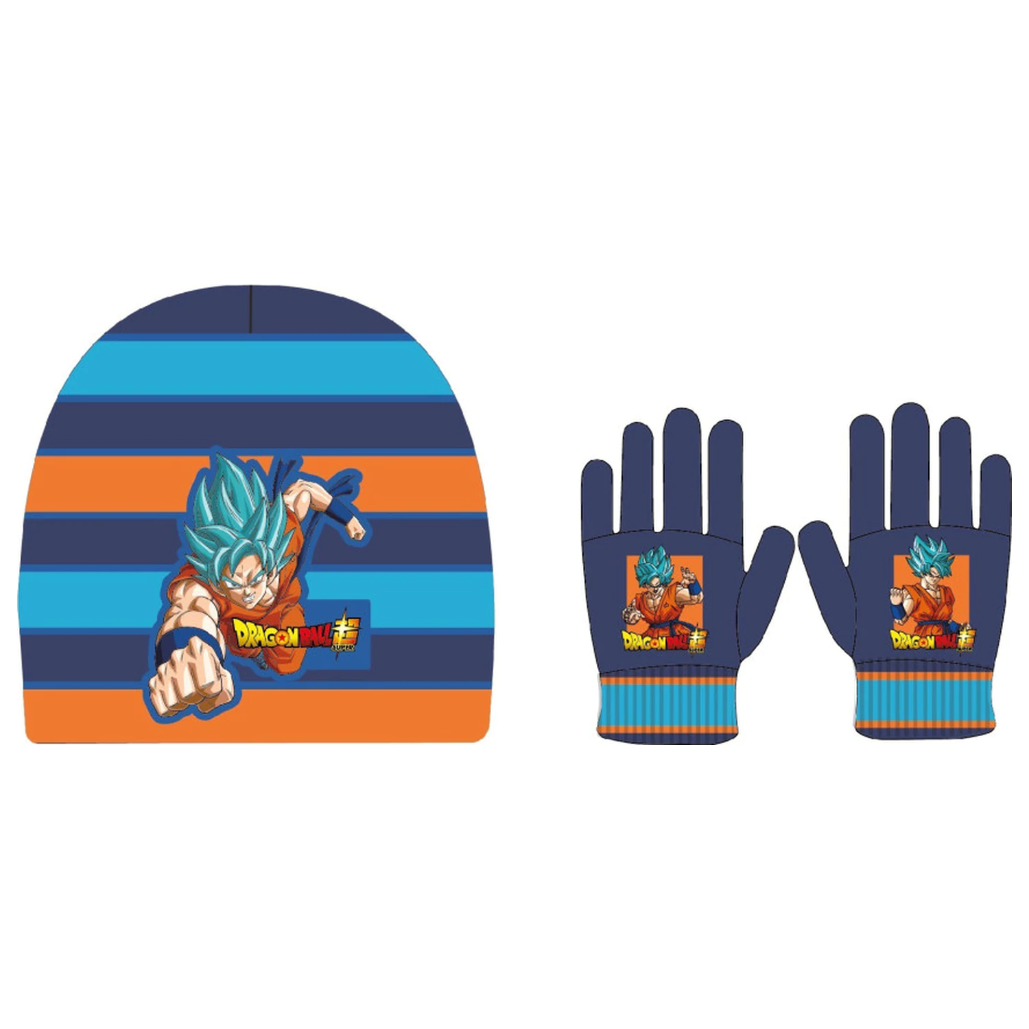 Set Căciulă + Mănuși Dragon Ball Super Saiyan Blue pentru copii poza produsului