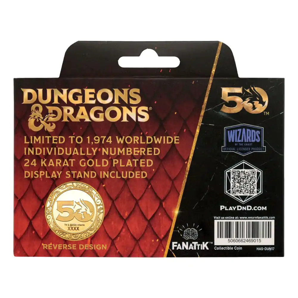 Monedă de colecție Dungeons & Dragons Aniversare 50 cu Imprimare Color Placată cu Aur 24k Ediție 4 cm poza produsului