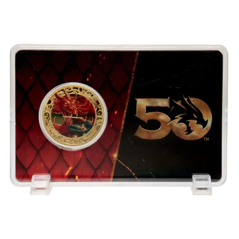 Monedă de colecție Dungeons & Dragons Aniversare 50 cu Imprimare Color Placată cu Aur 24k Ediție 4 cm poza produsului