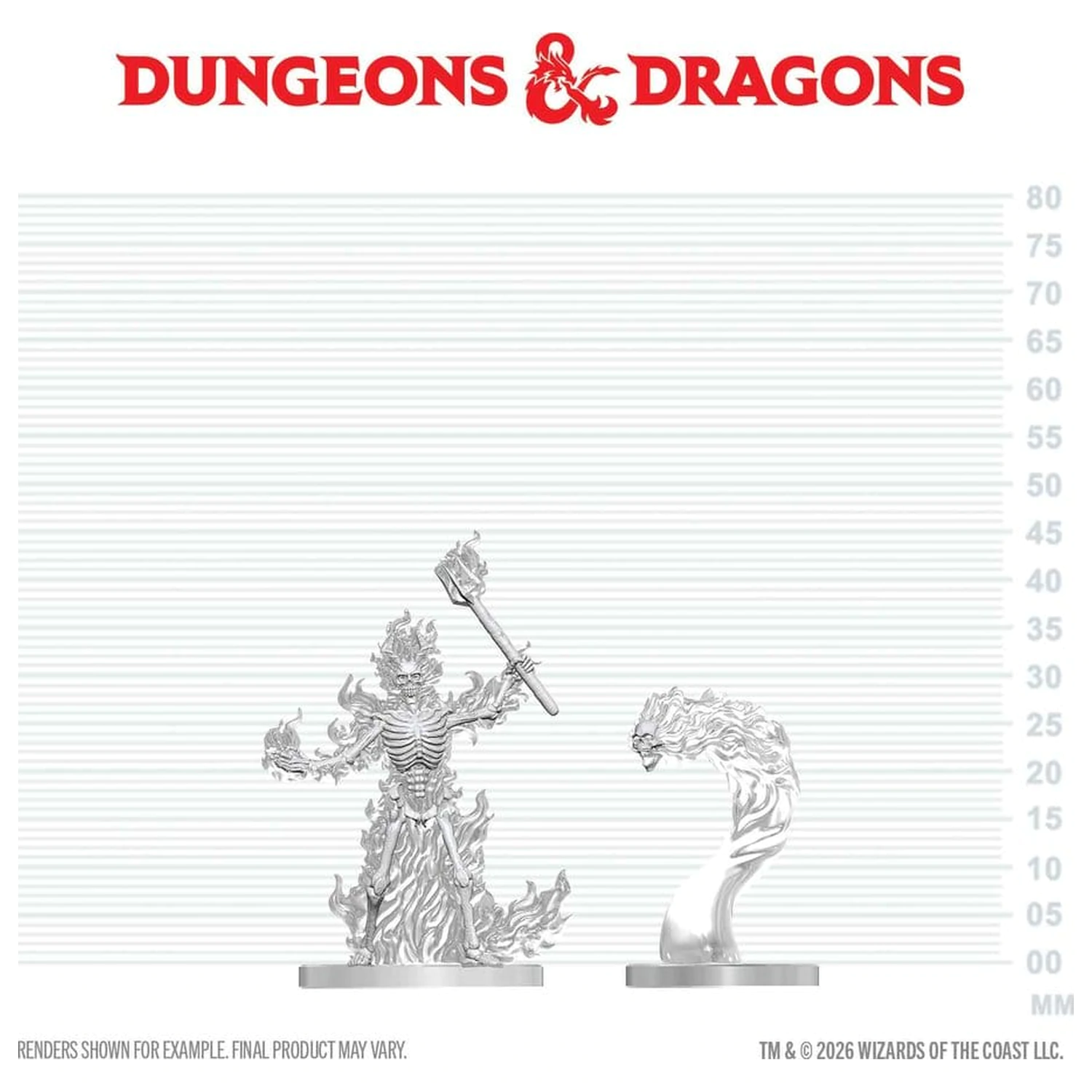 Dungeons & Dragons Nolzur's Marvelous Miniatures Miniatură nepictată Flaming Skeleton & Flameskull 14 cm poza produsului