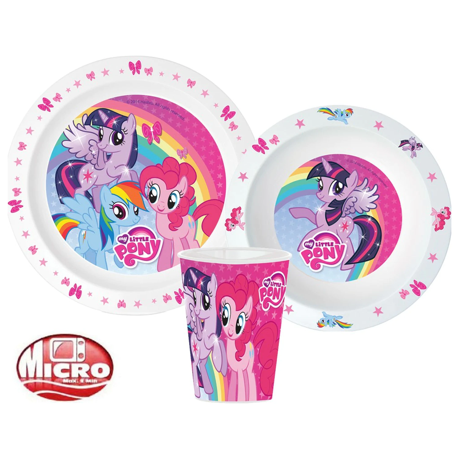 My Little Pony Set vesela roz, Micro Plastic Set, cu pahar de 260 ml poza produsului