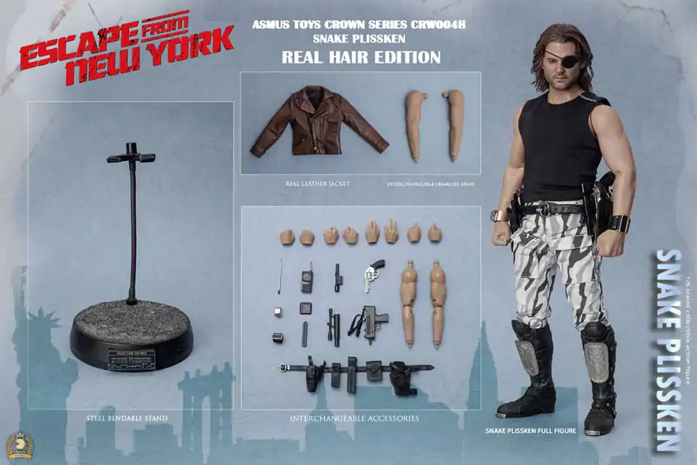 Figurină de acțiune Seria Crown Escape from New York 1/6 Snake Plissken (Versiune păr real) 30 cm poza produsului