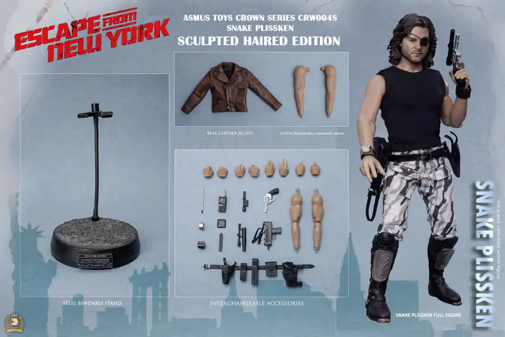 Figurină de acțiune Escape from New York Crown Series 1/6 Snake Plissken (Versiune păr sculptat) 30 cm poza produsului